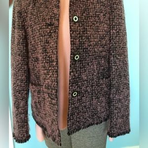 Great soft pink turtle neck along with bucle pink and black jacket